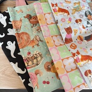 4 pack of Marshall tote bags Discontinued Floral Dogs Halloween Dessert Sweets